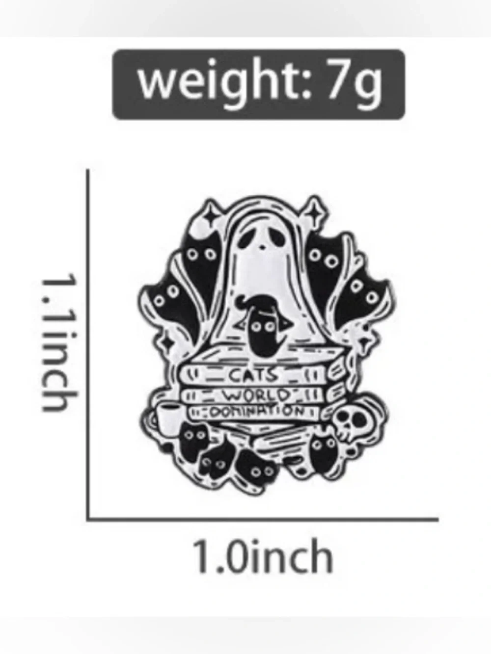 Cats World Domination Ghost Enamel Pin Cute Spooky Black Cat Halloween Lapel Pin